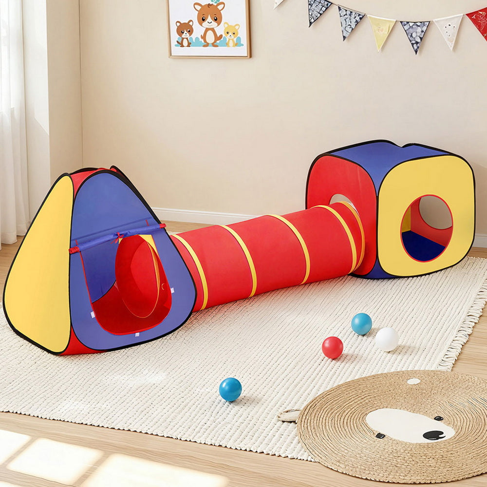 Keezi Kids Playhouse Play Tent Pop Up Teepee Castle Crawl Tunnel Outdoor Indoor Toys Children Gift